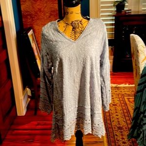 Johnny was aqua embroidered tunic